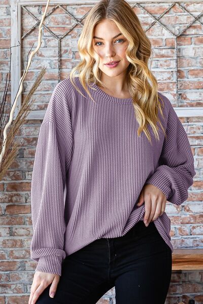 Heimish Full Size Round Neck Dropped Shoulder Blouse - Shop All Around Divas