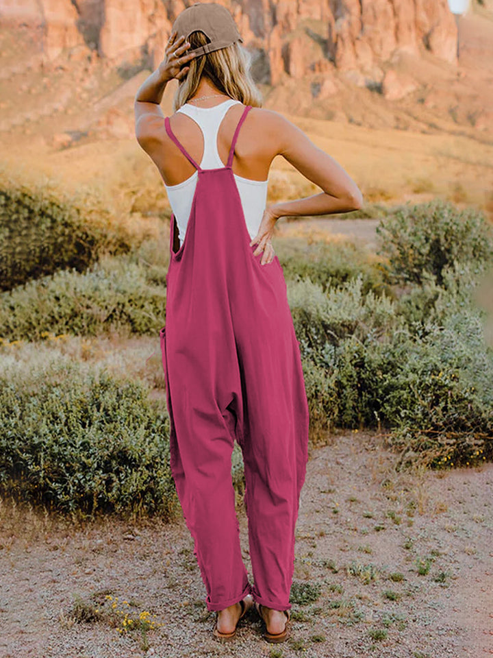 Mari V-Neck Pocketed Jumpsuit - 2 Colors