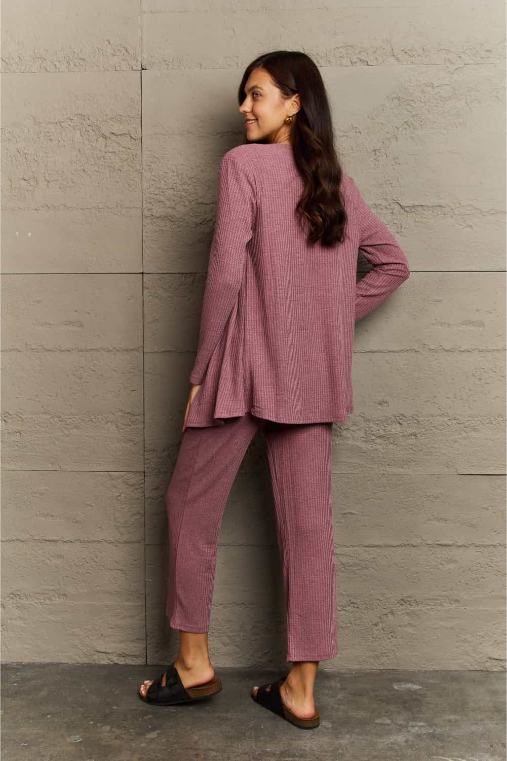 Serena Cropped Top, Long Pants and Cardigan Lounge Set - 2 Colors