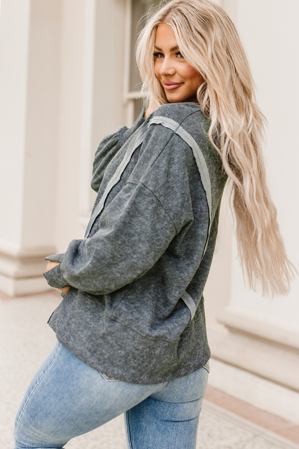 Double Take Acid Wash Sweatshirt - Shop All Around Divas