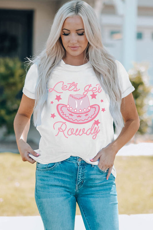 Cowboy Hat Graphic Round Neck Tee - Shop All Around Divas