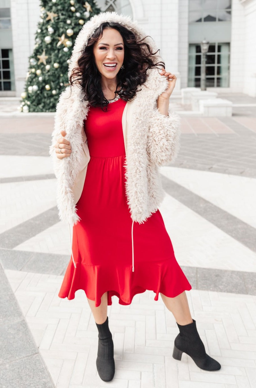 Cloudy Skies Dress in Crimson - Shop All Around Divas