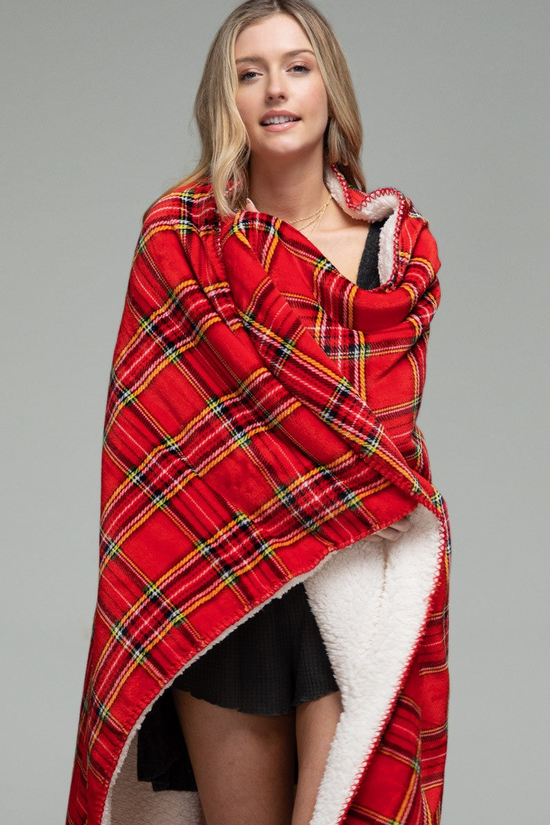 Soft Embrace Sherpa Blanket - Festive Red