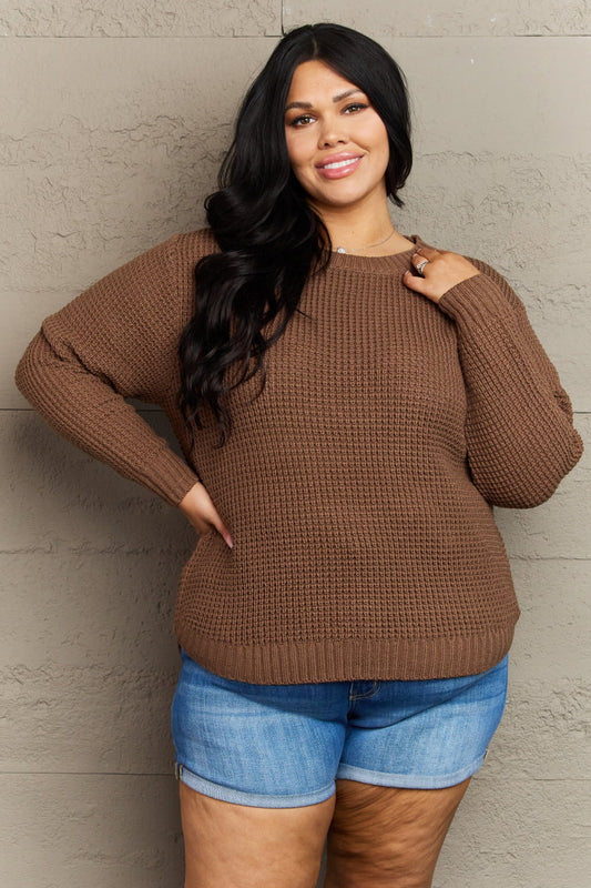 Breezy Days High Low Waffle Knit Sweater - CURVY - Shop All Around Divas