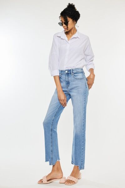 Kancan High Waist Raw Hem Straight Jeans - Shop All Around Divas