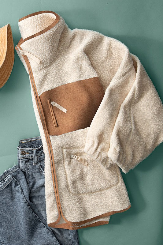 My Go To Sherpa Fleece Jacket - Tan Trend:notes