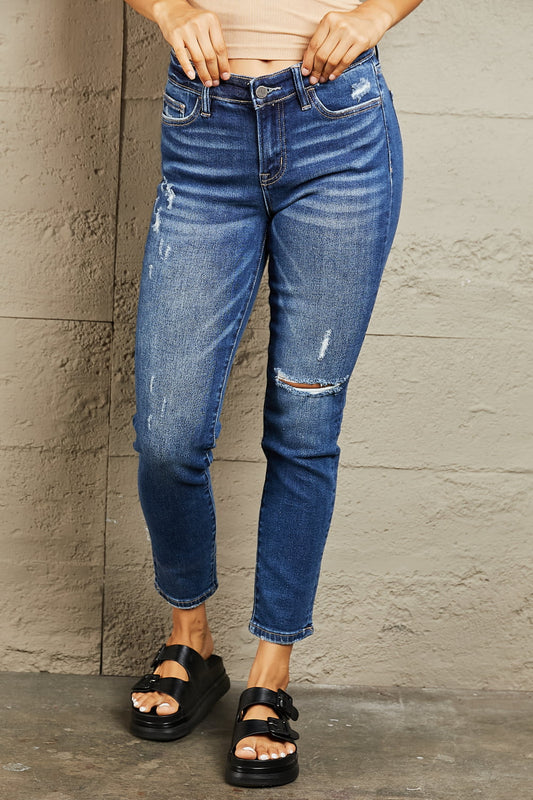 Aly Mid Rise Distressed Slim Jeans