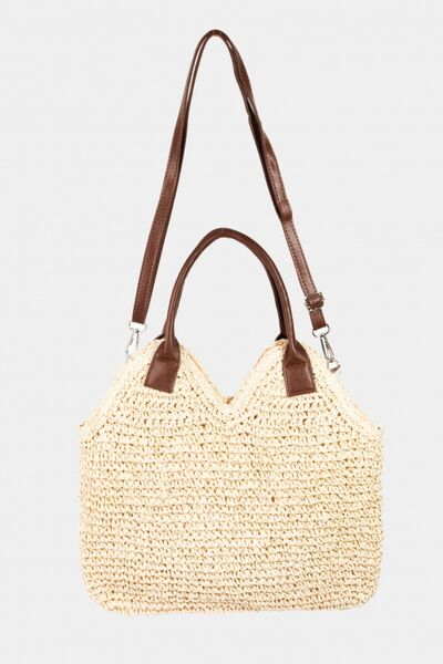 Fame Straw Braided Faux Leather Strap Shoulder Bag - 2 Colors