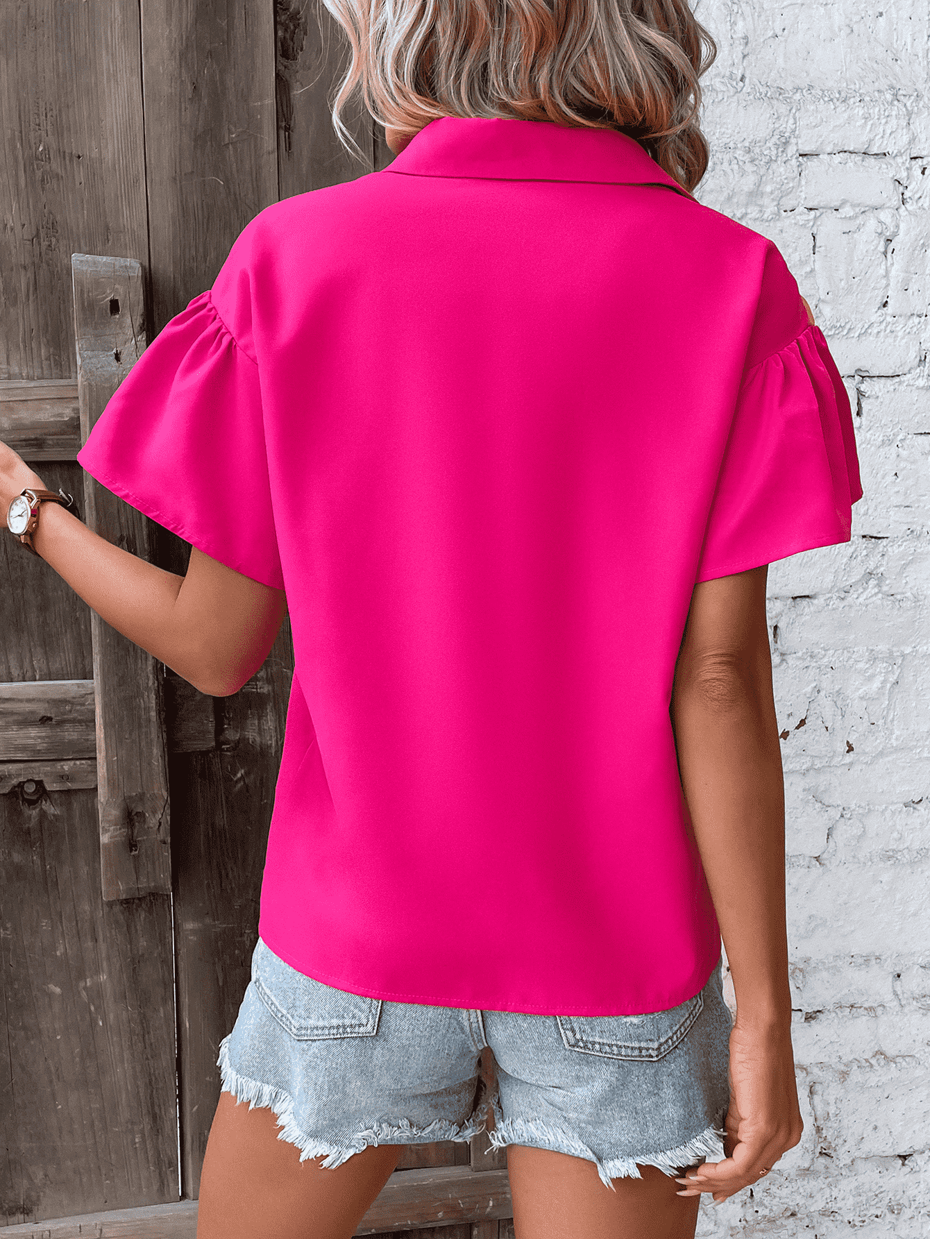 Contrast Short Sleeve Shirt - Shop All Around Divas