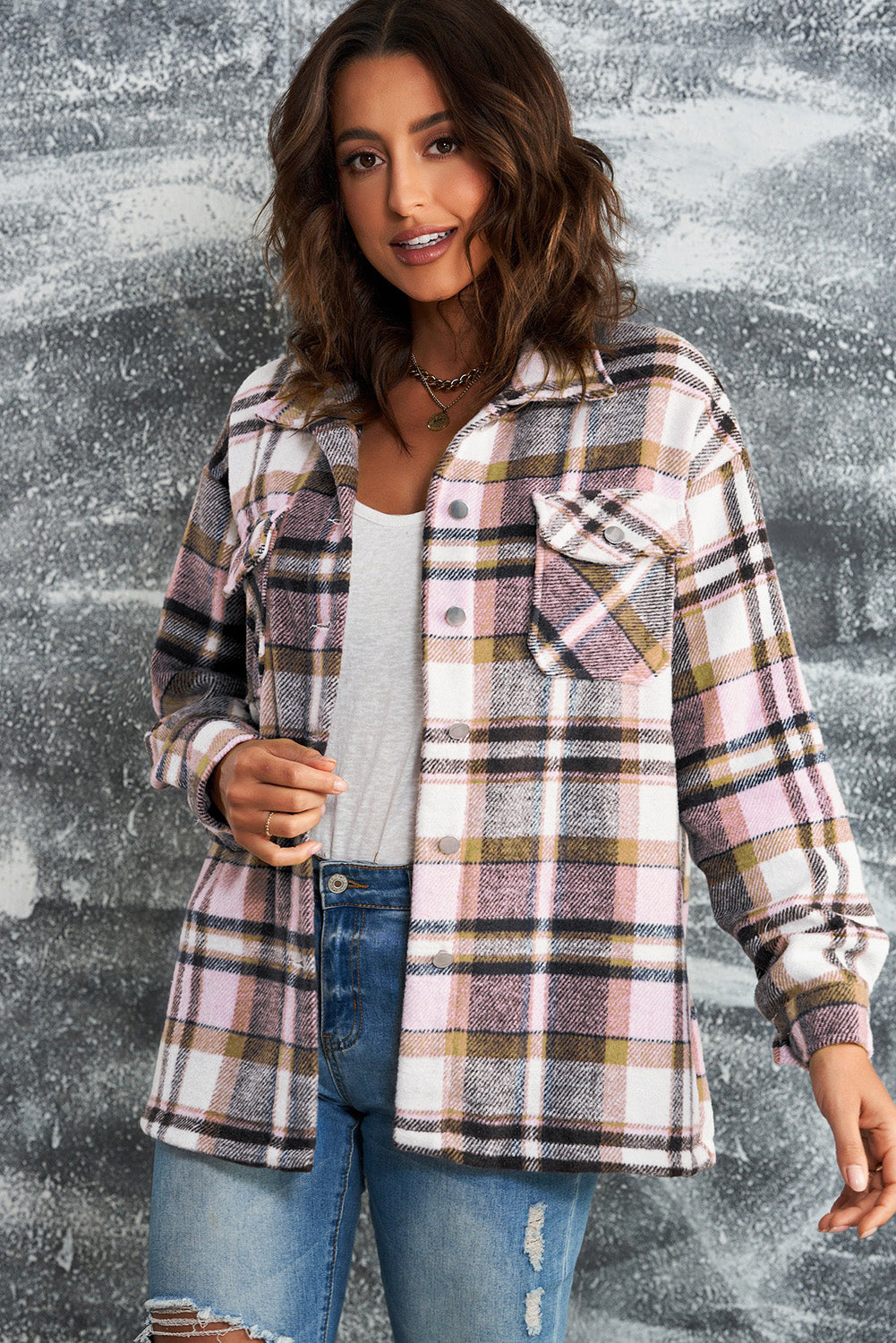 Double Take Plaid Button Front Shacket - 4 Colors - Shop All Around Divas