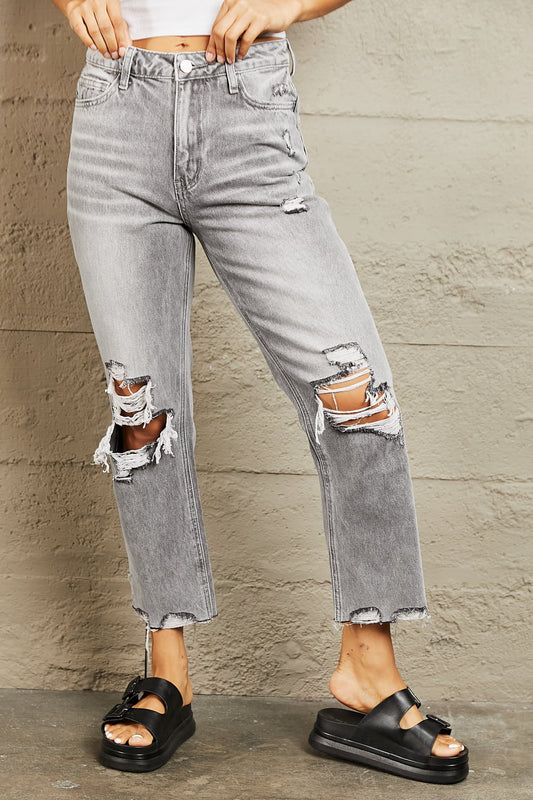 Nicole High Waisted Cropped Straight Jeans