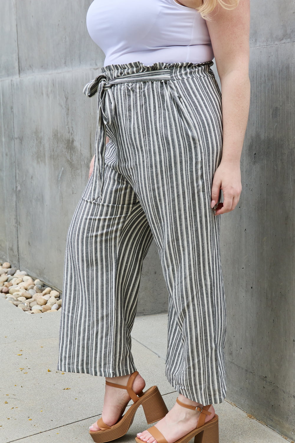 Find Your Path Paperbag Waist Striped Culotte Pants - Shop All Around Divas