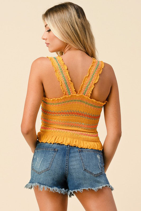 Sun Baked Multi Color Smocked Crop Top