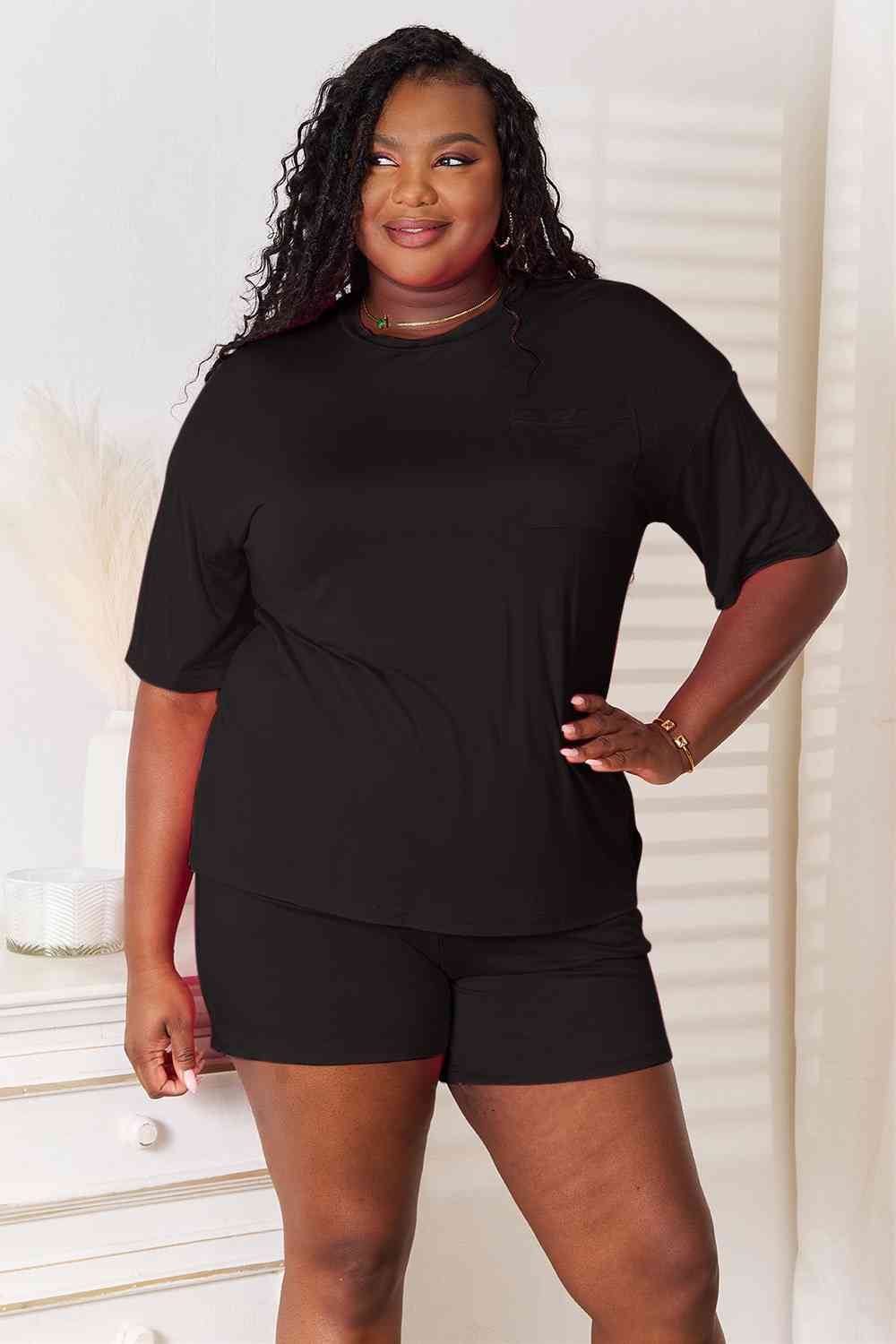 Basic Bae Full Size Soft Rayon Half Sleeve Top and Shorts Set - Shop All Around Divas