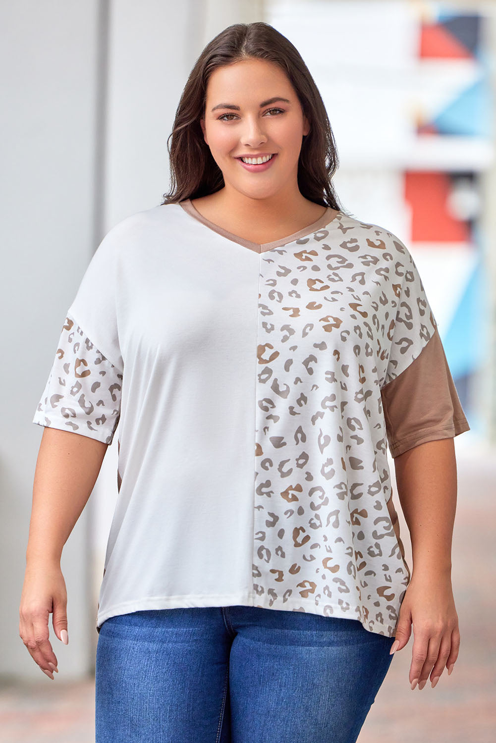 Nora Leopard V-Neck T-Shirt - CURVY - 3 Colors - Shop All Around Divas