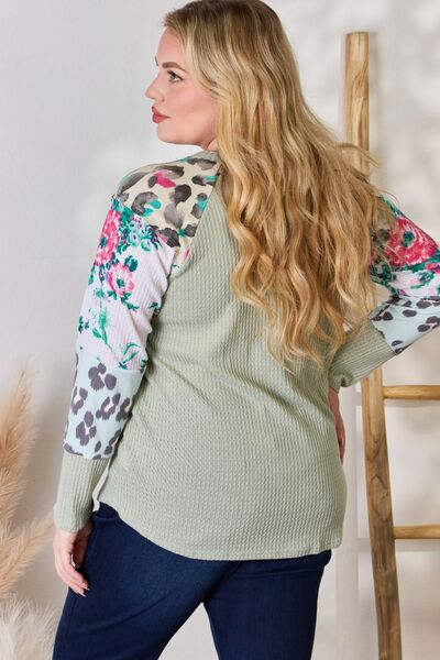Hailey & Co Full Size Printed Round Neck Blouse - Shop All Around Divas