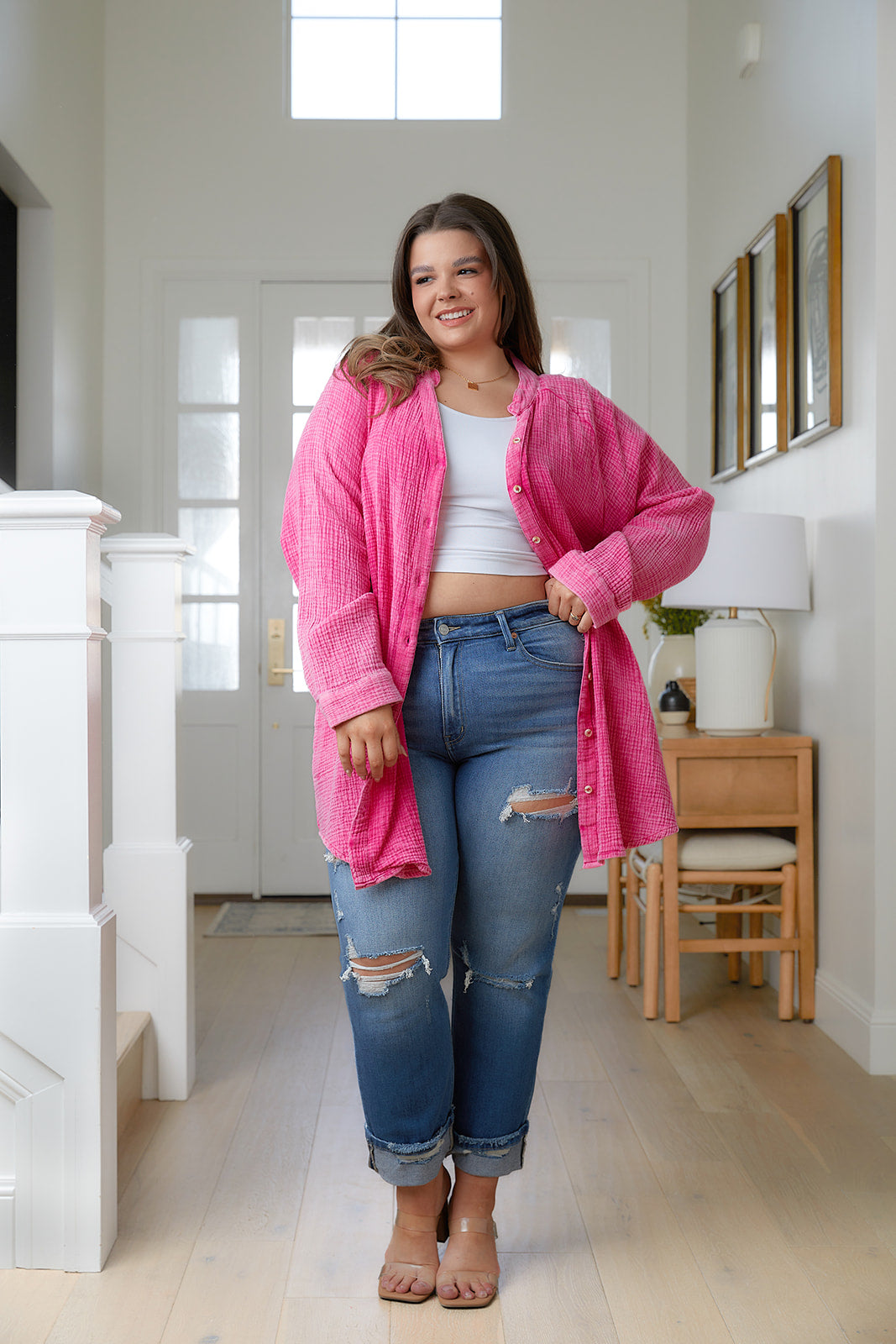Belinda High Rise Distressed Straight Jeans - Shop All Around Divas