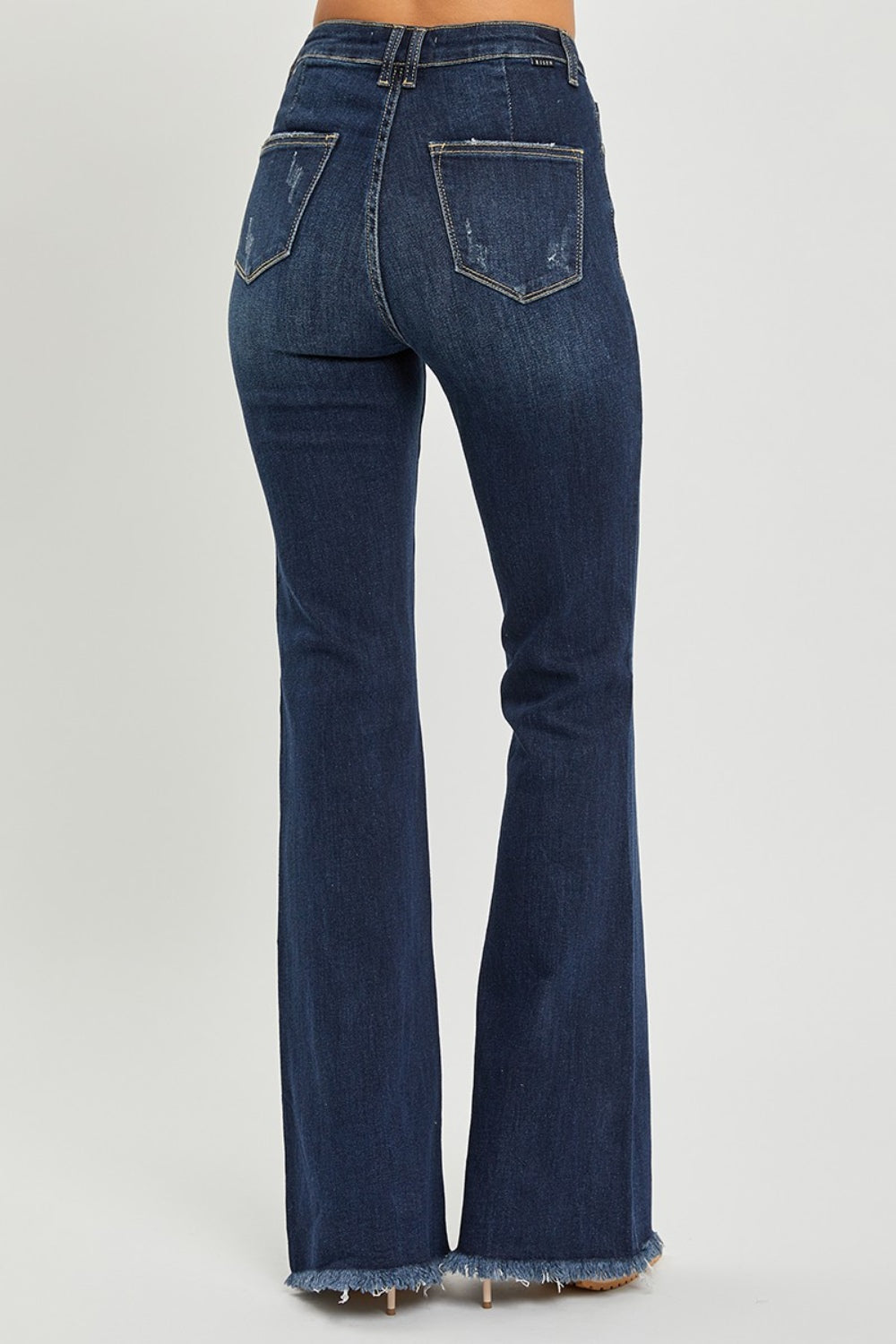 RISEN High Waist Raw Hem Flare Jeans - Shop All Around Divas