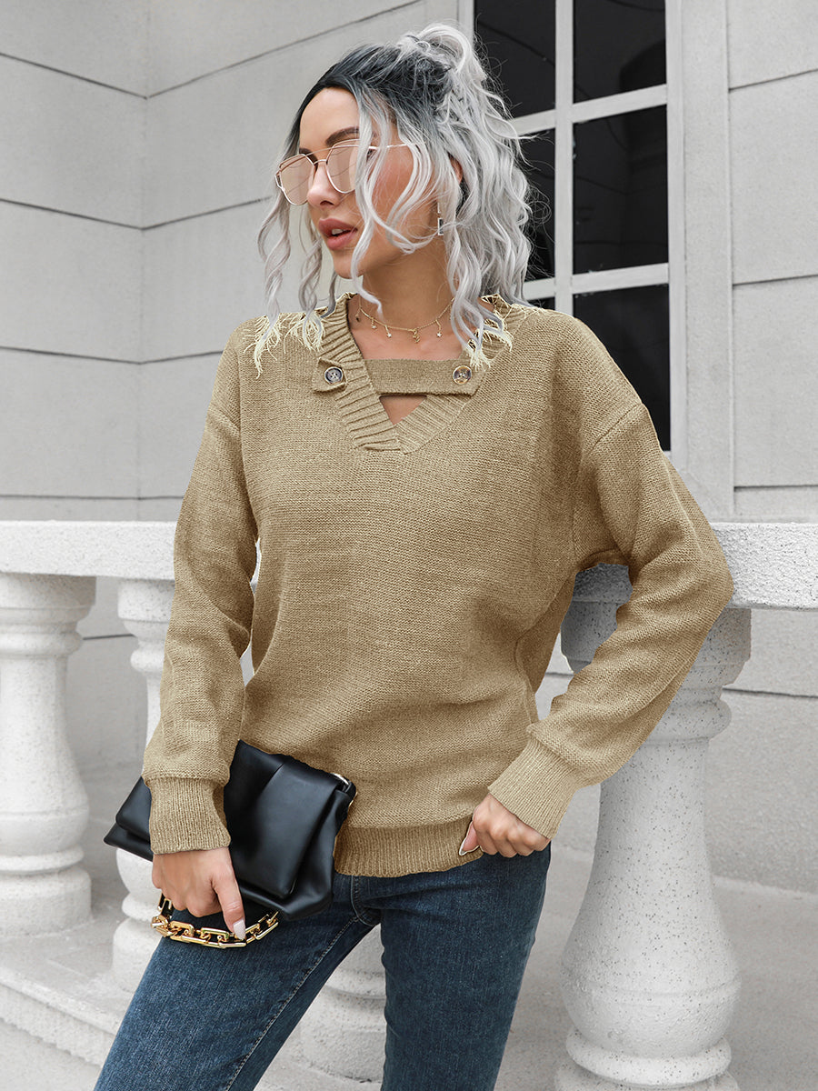 Bella Button Detail Sweater - 2 Colors