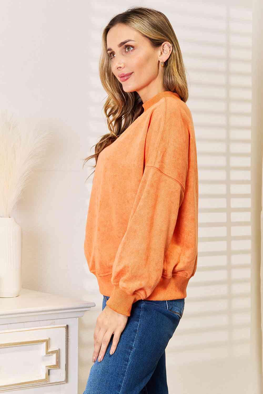 Basic Bae Round Neck Dropped Shoulder Sweatshirt - Shop All Around Divas