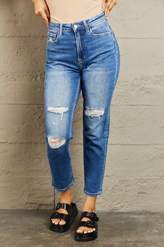 Taria High Waisted Cropped Dad Jeans