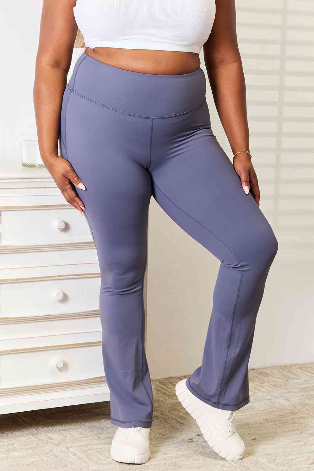 Basic Bae Wide Waistband Bootcut Sports Pants - Shop All Around Divas