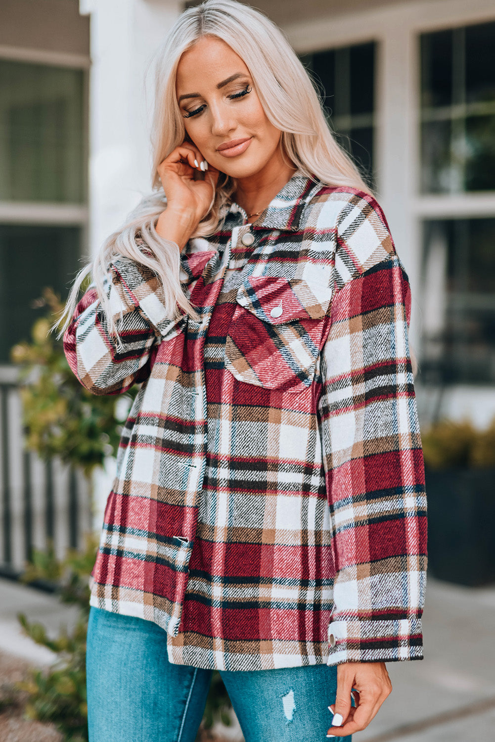 Double Take Plaid Button Front Shacket - 4 Colors - Shop All Around Divas