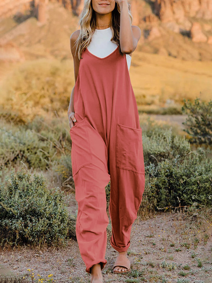 Mari V-Neck Pocketed Jumpsuit - 2 Colors