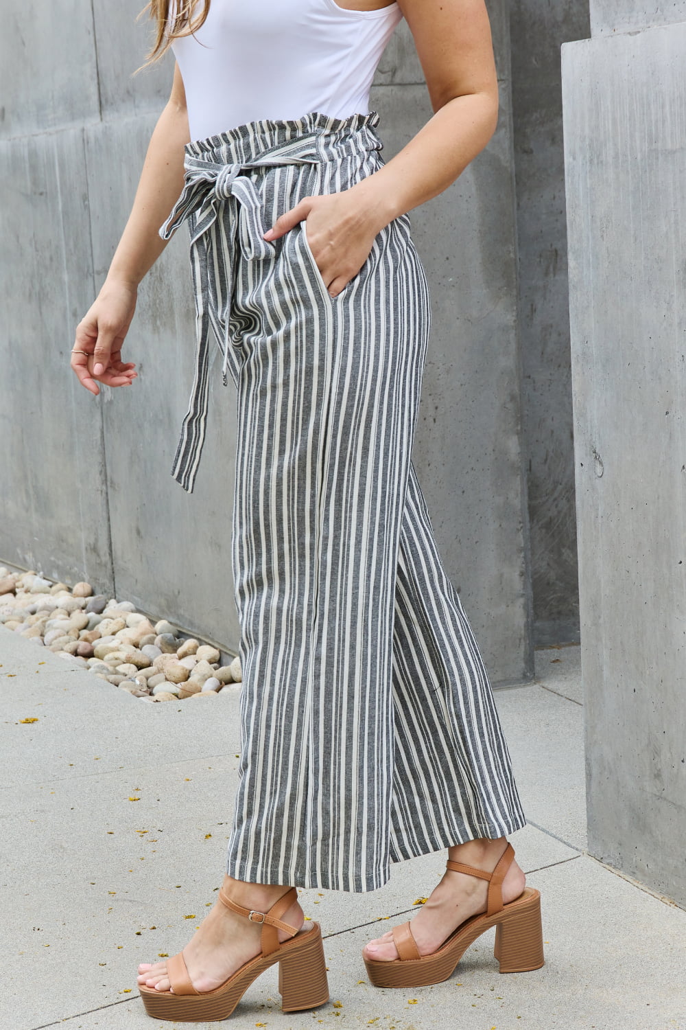 Find Your Path Paperbag Waist Striped Culotte Pants - Shop All Around Divas