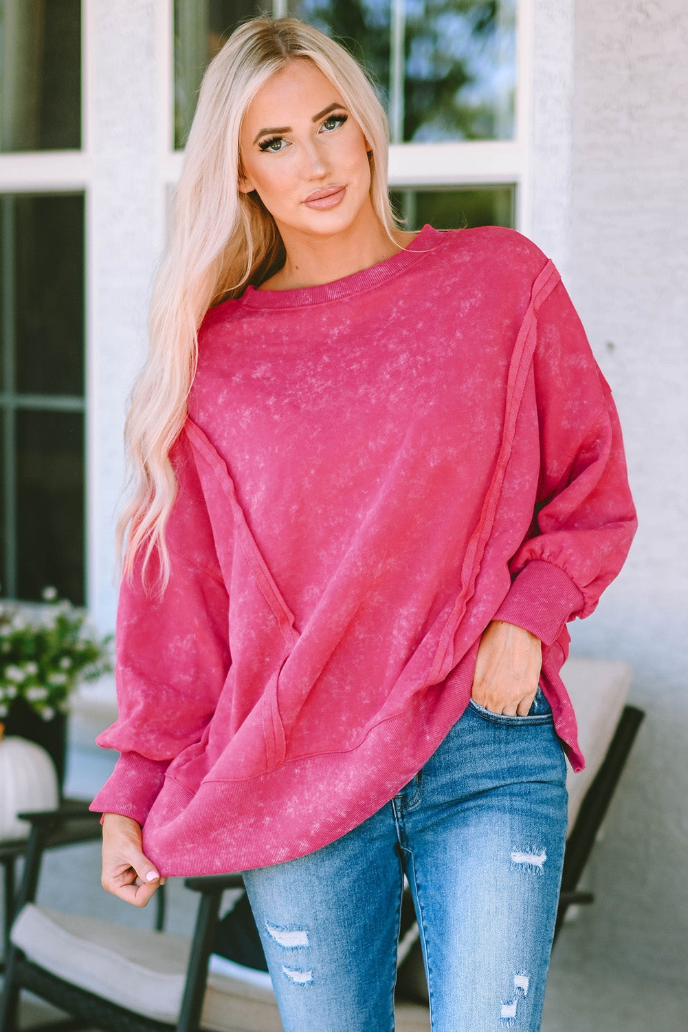 Double Take Acid Wash Sweatshirt - Shop All Around Divas