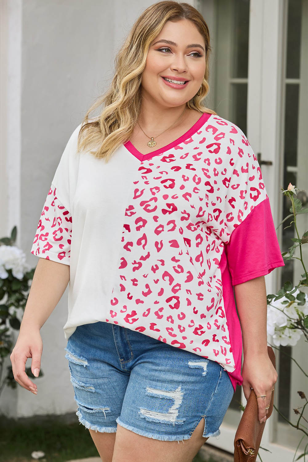 Nora Leopard V-Neck T-Shirt - CURVY - 3 Colors - Shop All Around Divas