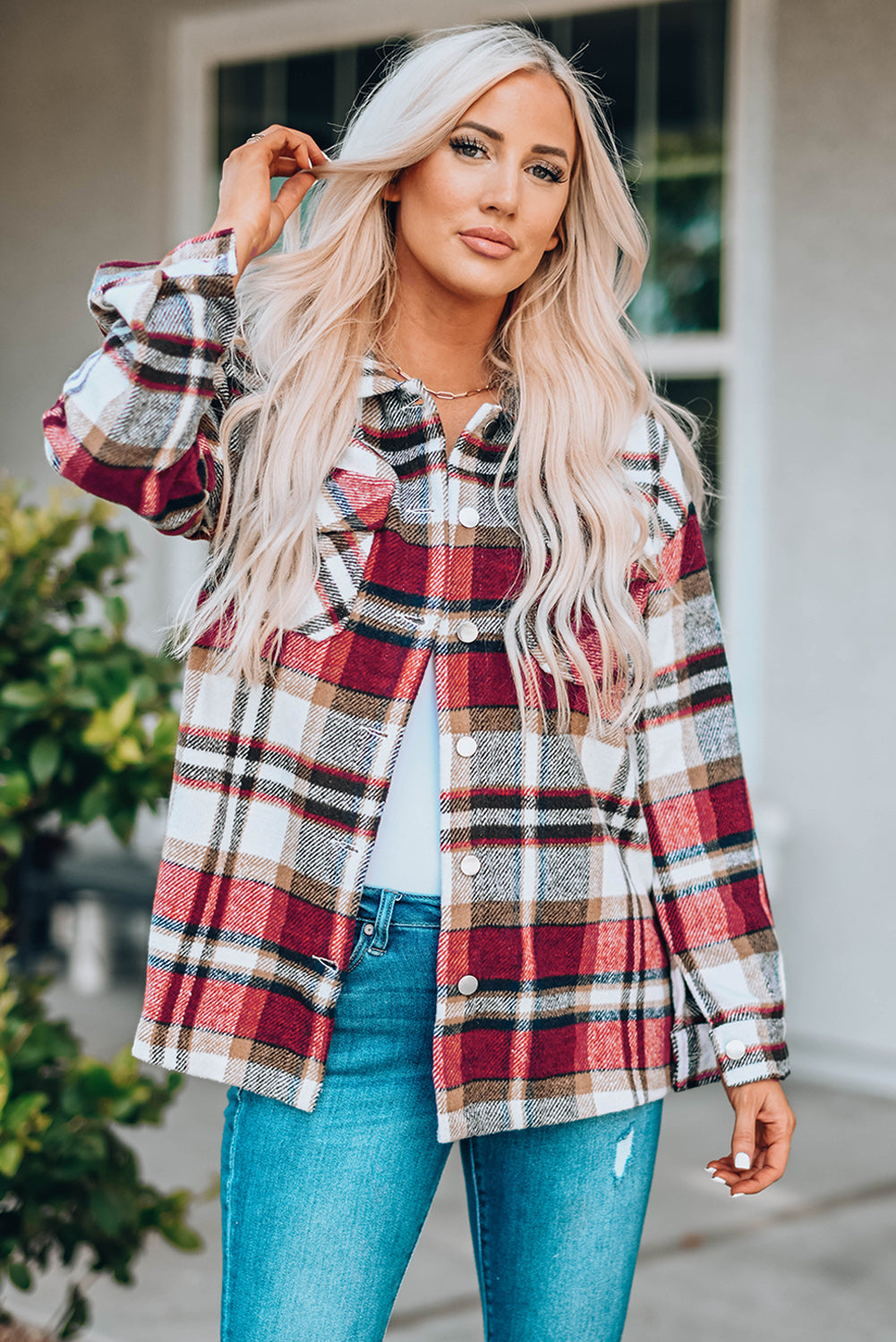 Double Take Plaid Button Front Shacket - 4 Colors - Shop All Around Divas