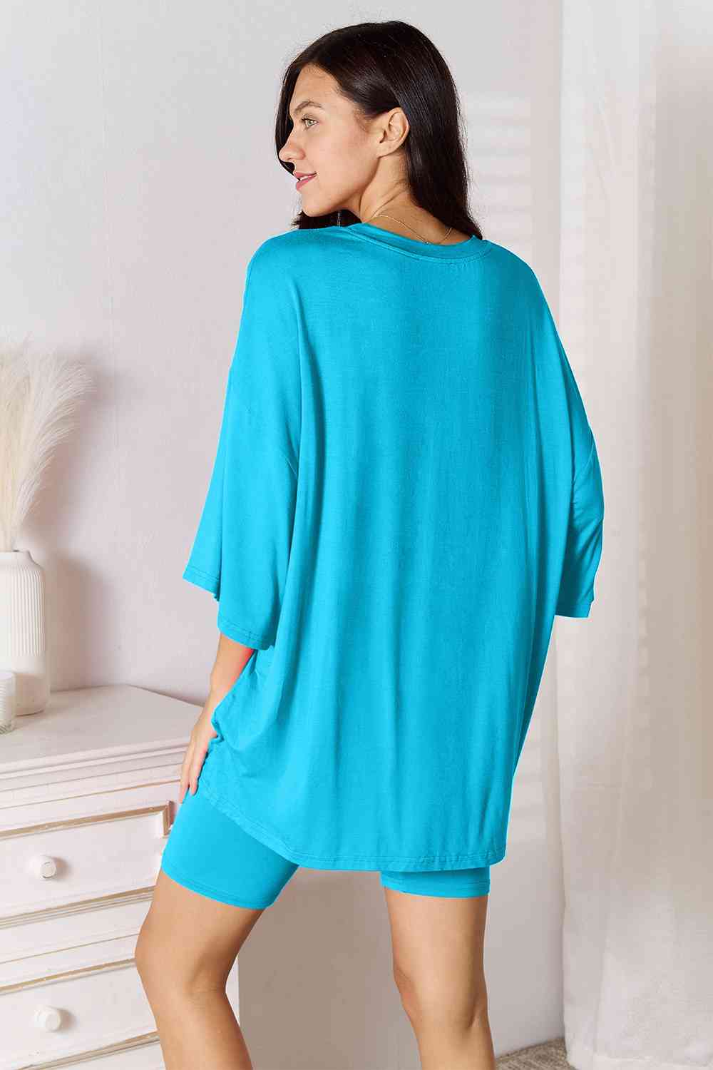 Basic Bae Full Size Soft Rayon Three-Quarter Sleeve Top and Shorts Set - Shop All Around Divas