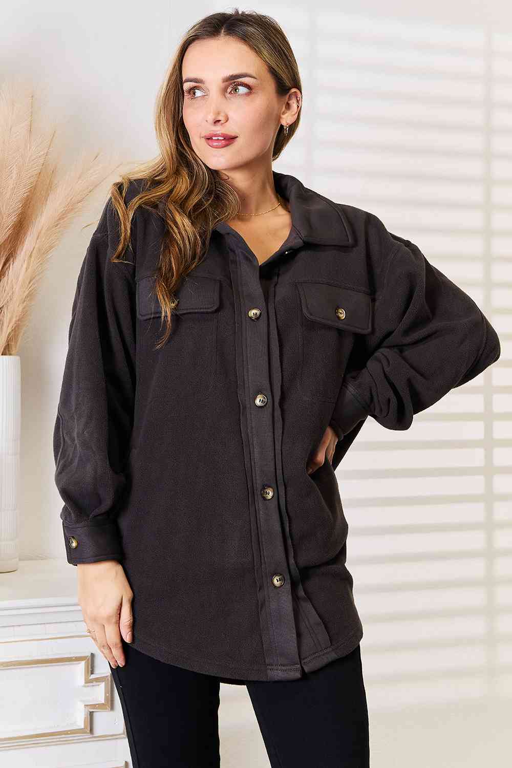 Heimish Cozy Girl Full Size Button Down Shacket - Shop All Around Divas