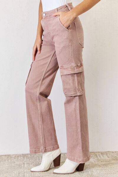 RISEN Full Size High Rise Cargo Wide Leg Jeans - Shop All Around Divas