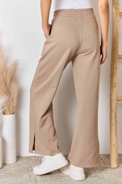 RISEN Wide Waistband Slit Wide Leg Pants - Shop All Around Divas