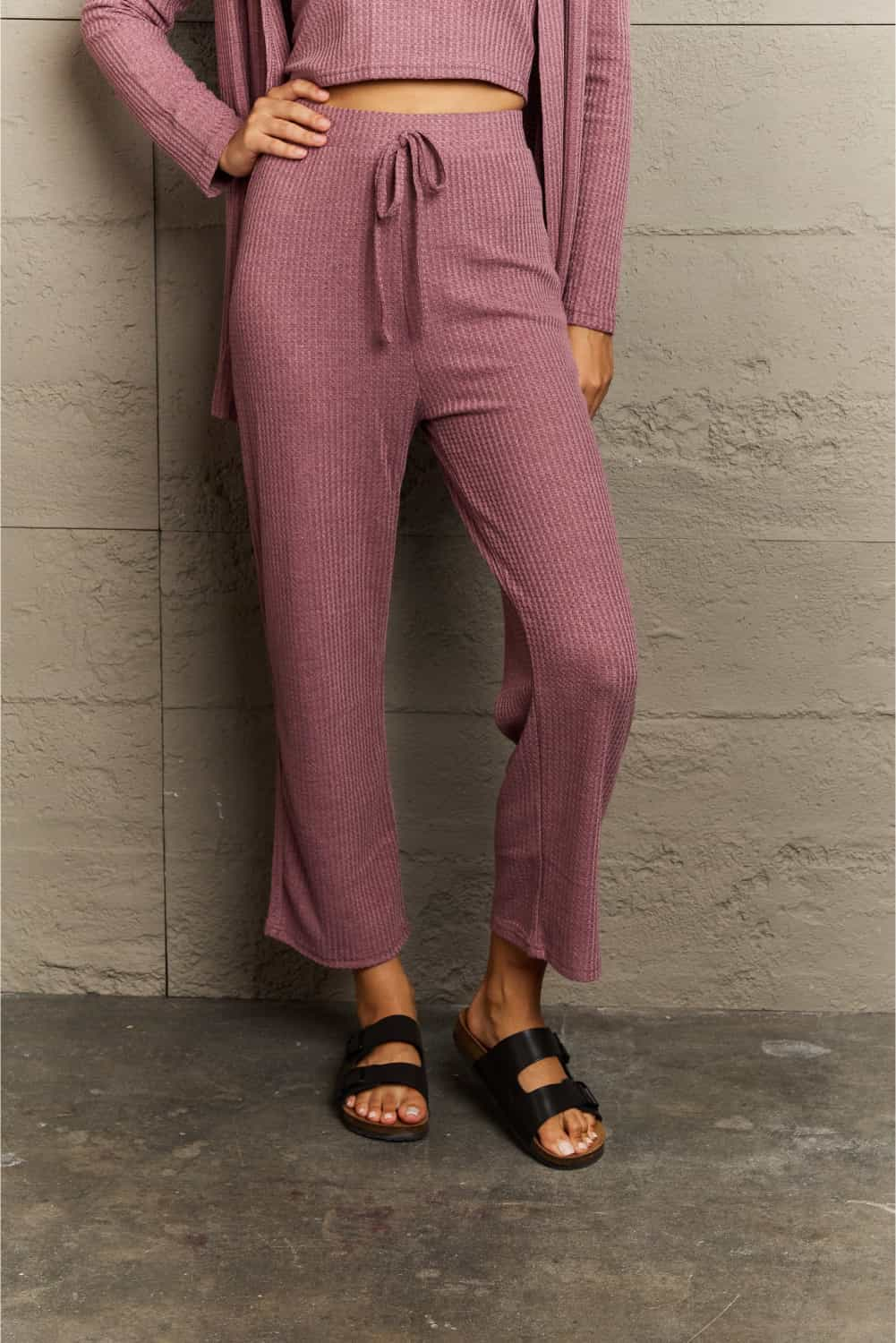 Serena Cropped Top, Long Pants and Cardigan Lounge Set - 2 Colors