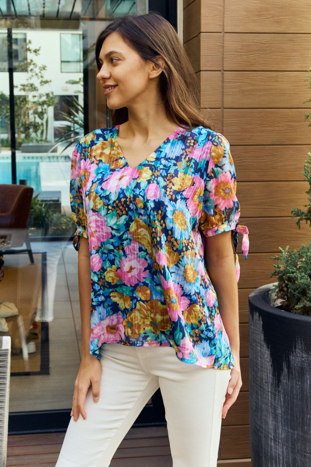 Always A Favorite Floral V-Neck Blouse