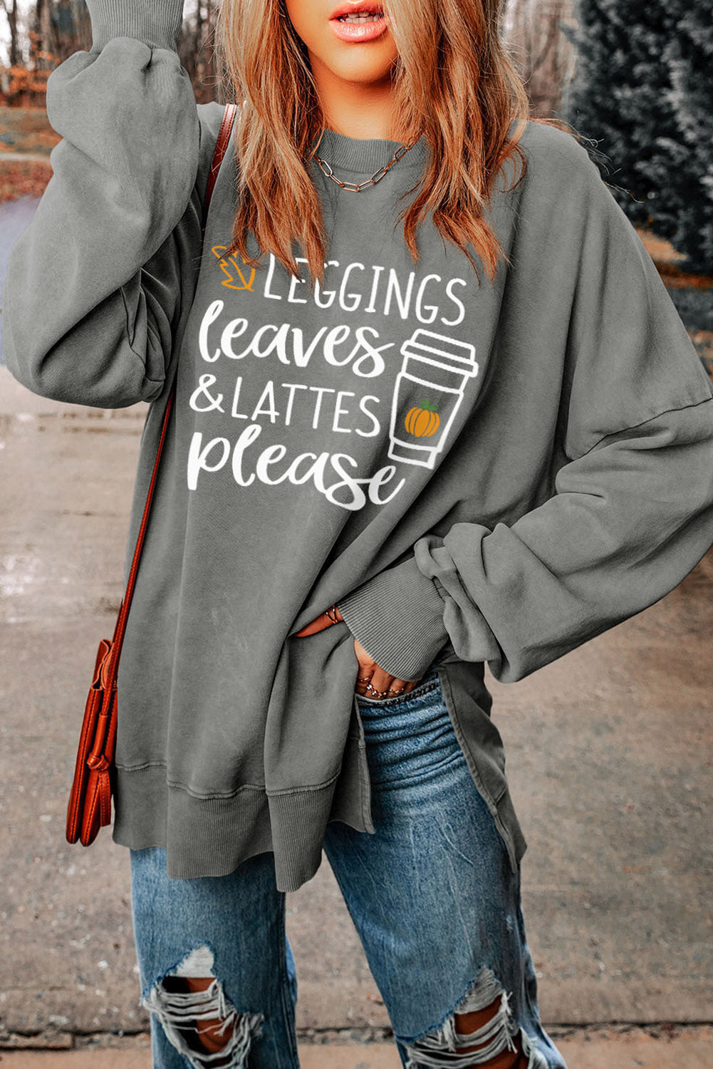 LEGGINGS LEAVES LATTES PLEASE Graphic Sweatshirt - Shop All Around Divas