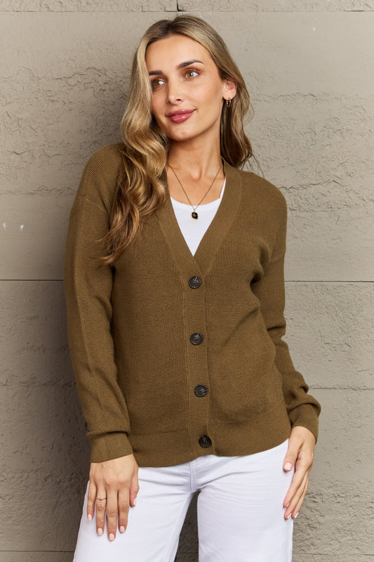 Kiss Me Tonight Button Down Cardigan in Olive - Shop All Around Divas