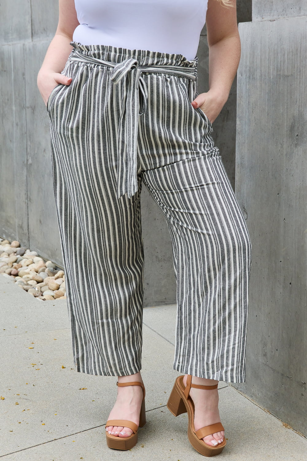 Find Your Path Paperbag Waist Striped Culotte Pants - Shop All Around Divas