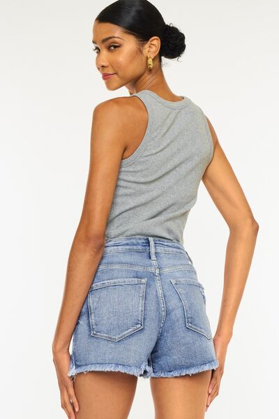 Kancan Distressed Raw Hem Denim Shorts - Shop All Around Divas