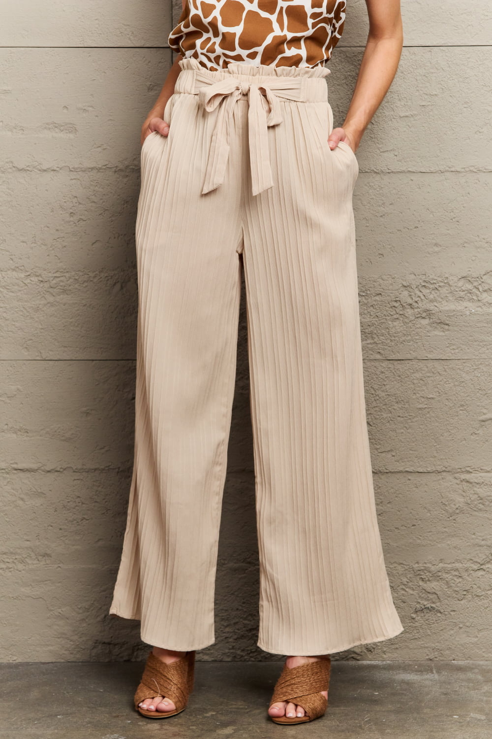 Tie Waist Long Pants - Shop All Around Divas