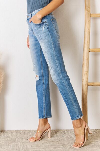 Kancan High Rise Distressed Slim Straight Jeans - Shop All Around Divas