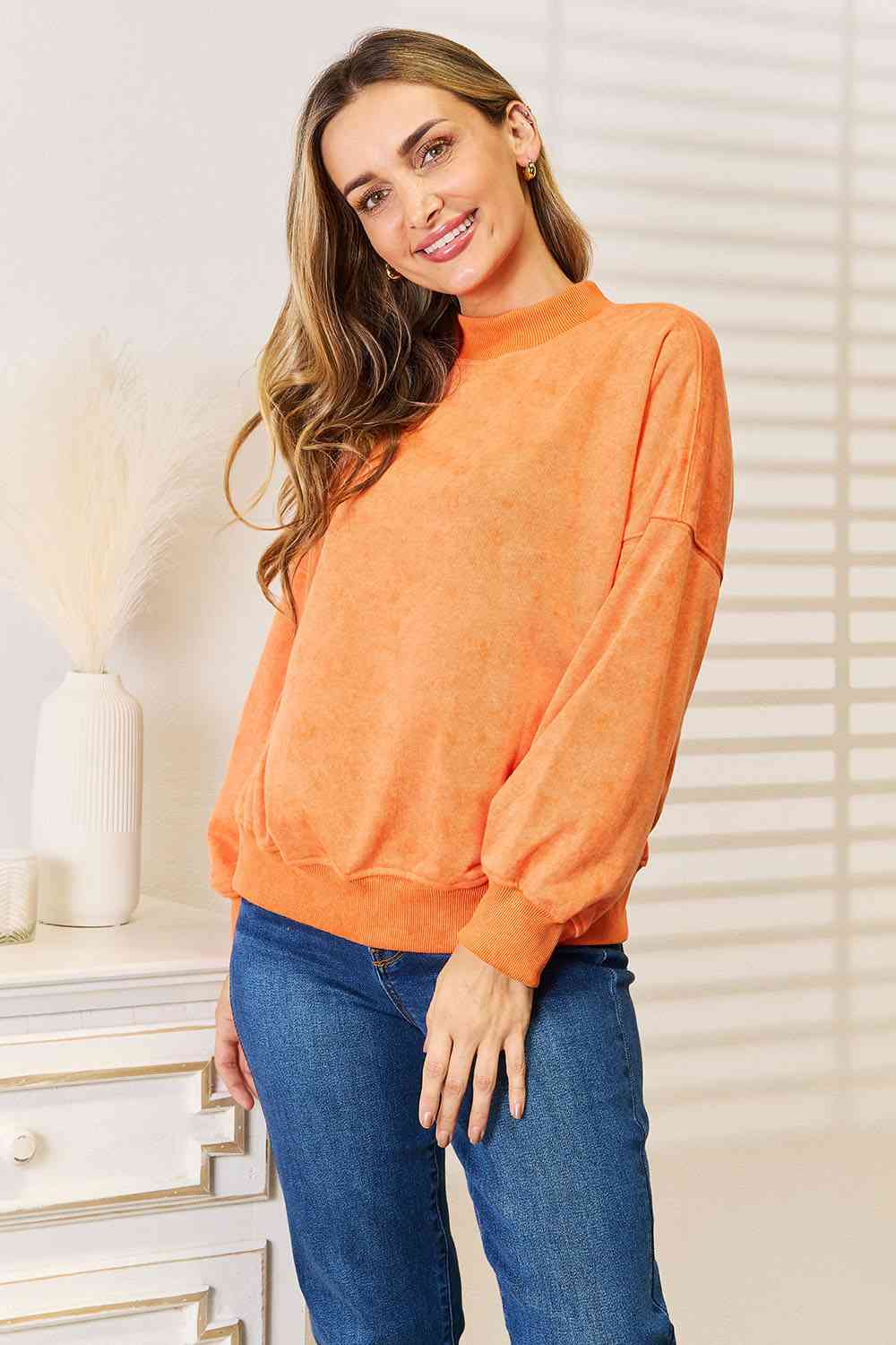 Basic Bae Round Neck Dropped Shoulder Sweatshirt - Shop All Around Divas