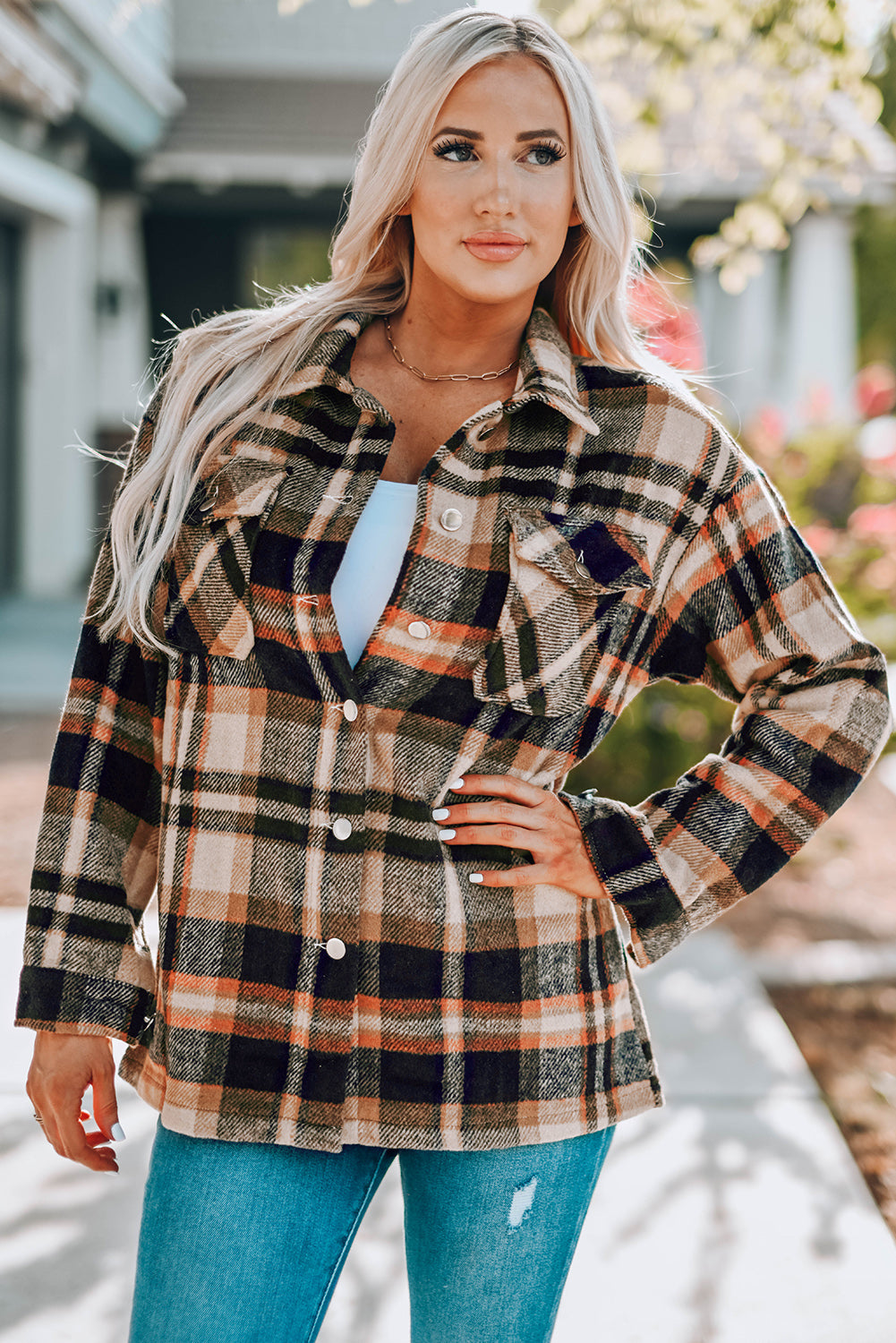 Double Take Plaid Button Front Shacket - 4 Colors - Shop All Around Divas