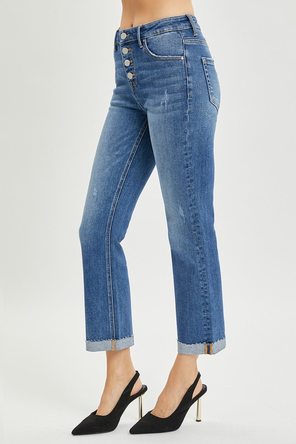 RISEN Button Fly Cropped Bootcut Jeans - Shop All Around Divas