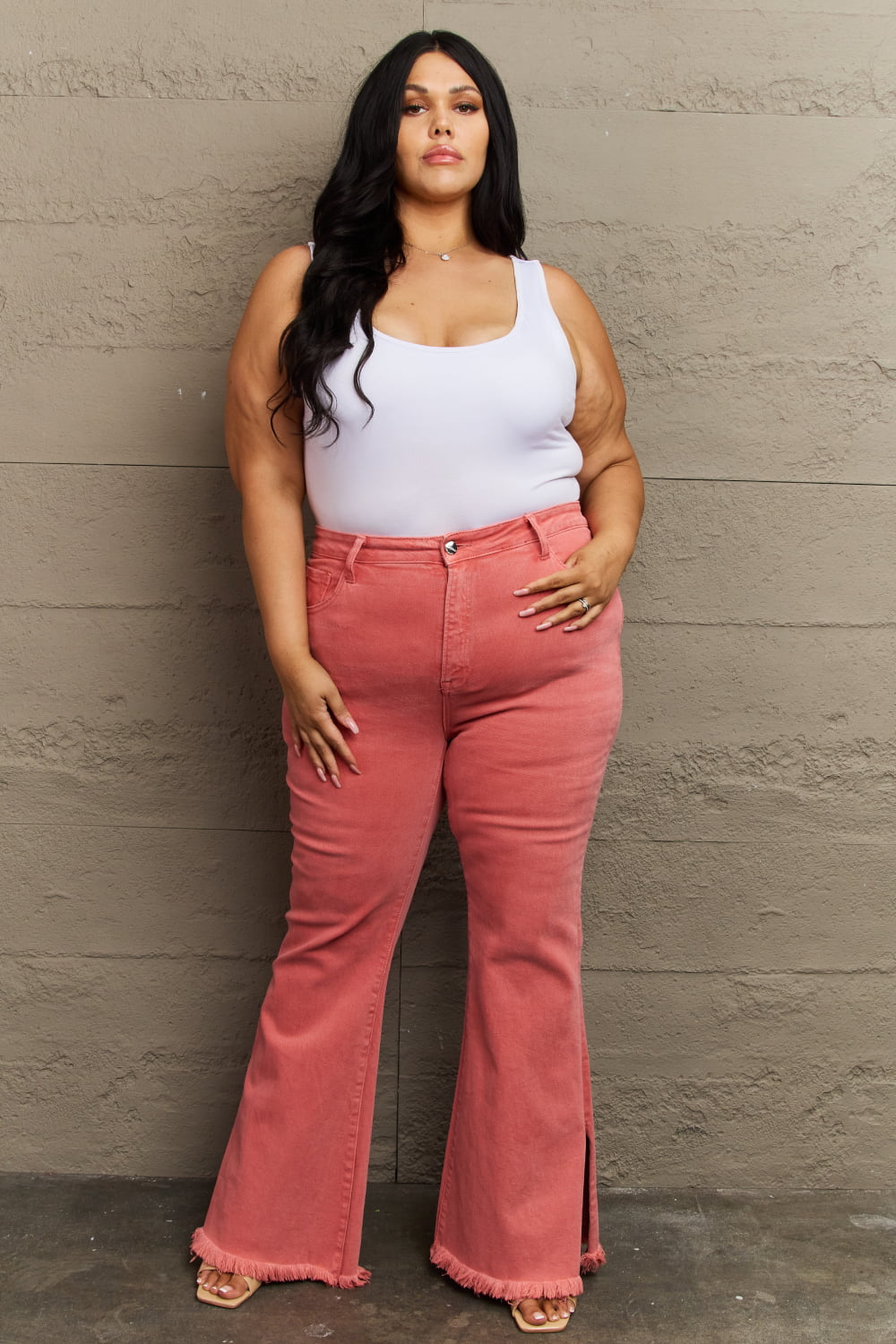 Bailey High Waist Side Slit Flare Jeans - RISEN - Shop All Around Divas