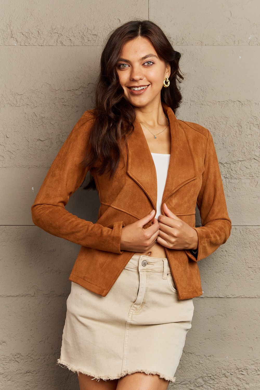 Lorenna Lapel Collar Long Sleeve Jacket - 2 Colors