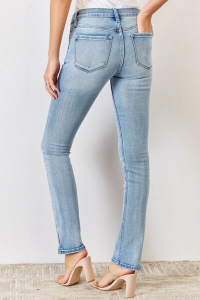 Kancan Full Size Mid Rise Y2K Slit Bootcut Jeans - Shop All Around Divas